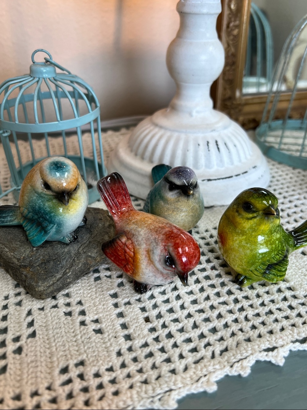 Ceramic Decorative Bird Figurines - Assorted Colors